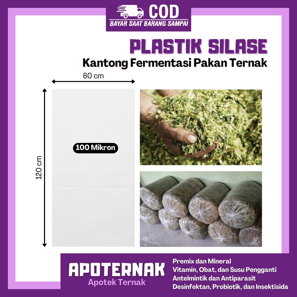 Plastik Silase elastis 100 Mikron Super Tebal | Plastik Untuk Fermentasi Pakan Ternak Hewan Sapi Kambing Domba | 100 Mikron Ecer | Apoternak