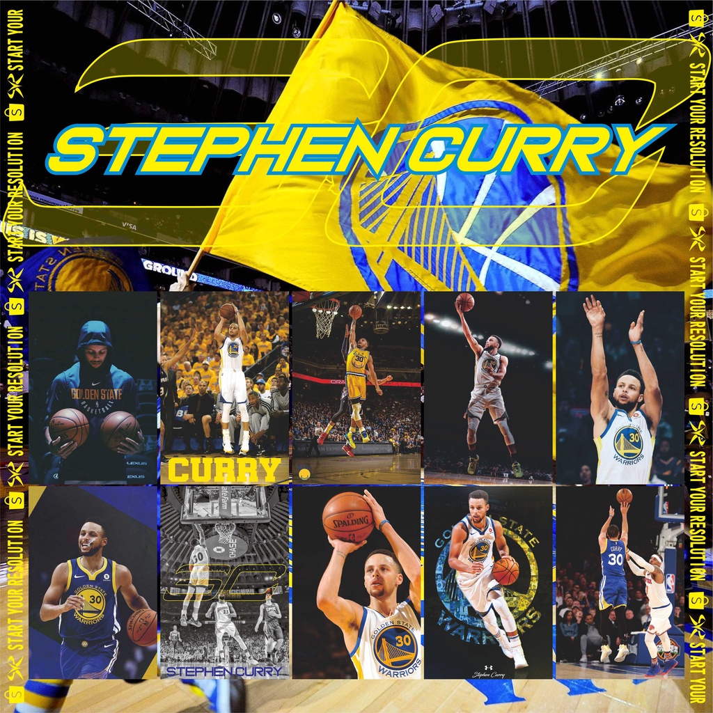 Poster Basket Stephen Curry / Poster NBA Golden State Warriors - Sport - Bahan Tebal Finishing Doff 