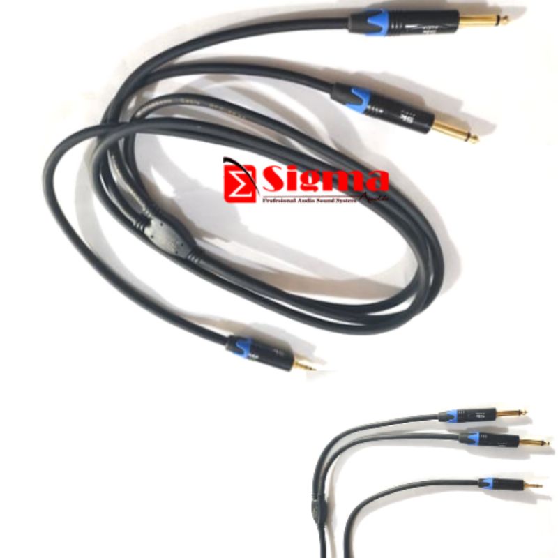 Kabel Audio SK Jack HP 3.5 mm to 2 Jack Akai Toa Mono 2 Meter