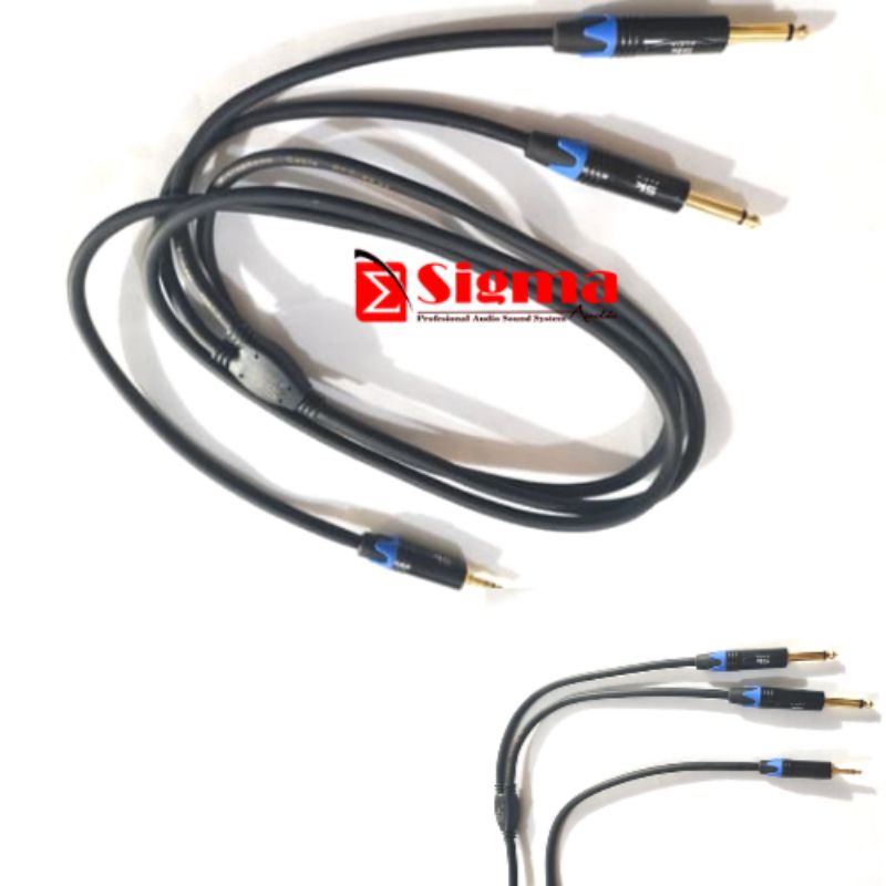 Kabel Audio SK Jack HP 3.5 mm to 2 Jack Akai Toa Mono 2 Meter