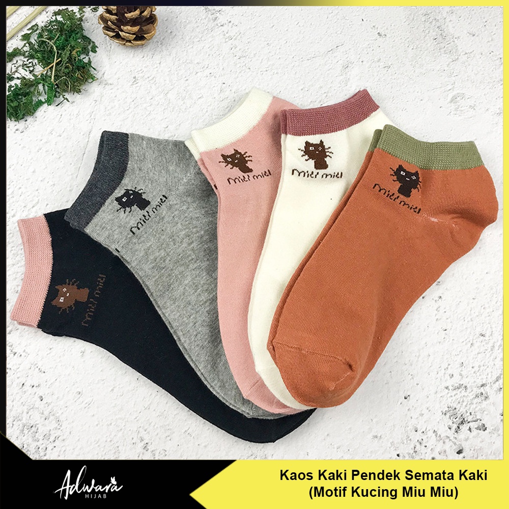 Kaos Kaki Pendek Wanita Semata Kaki Motif Kucing Lucu Miu Miu