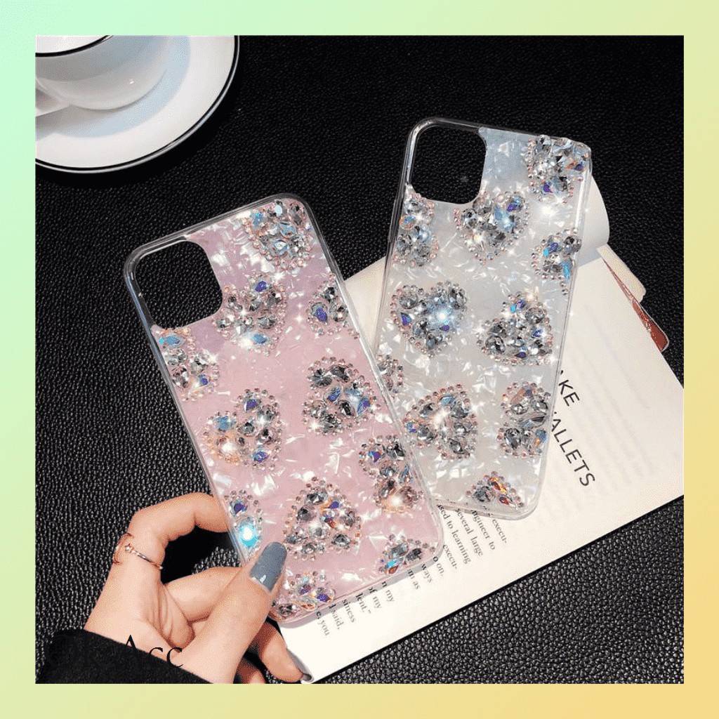 Soft case Glitter bentuk Hati Iphone 7 8 SE 7+ 8+ X Xr Xs Max 11 Pro Max 12,Oppo Reno 4 4F 5 FH10