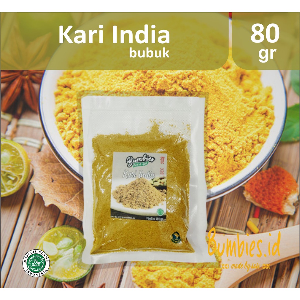 Bumbu Kari India | Kari India Bubuk 80gram Bumbies Product | Indian Curry Powder | Penyedap Rempah Rempah | Bumbu Instan refil