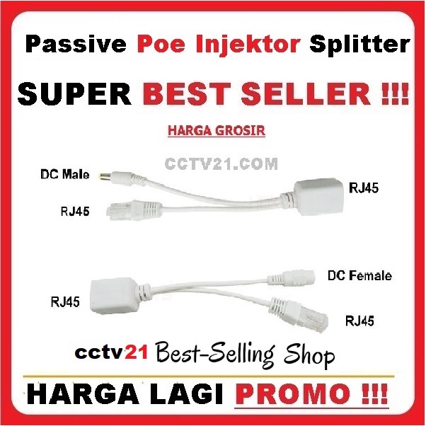 Kabel Passive Poe Injektor Splitter Harga 1 Pasang (2 Pcs)Harga Promo cctv21