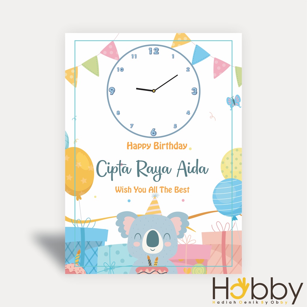 JAM DINDING UNIK CUSTOM NAMA TANGGAL HADIAH ULTAH KAYU SOUVENIR BIRTHDAY MEJA DUDUK KELAHIRAN SHABBY
