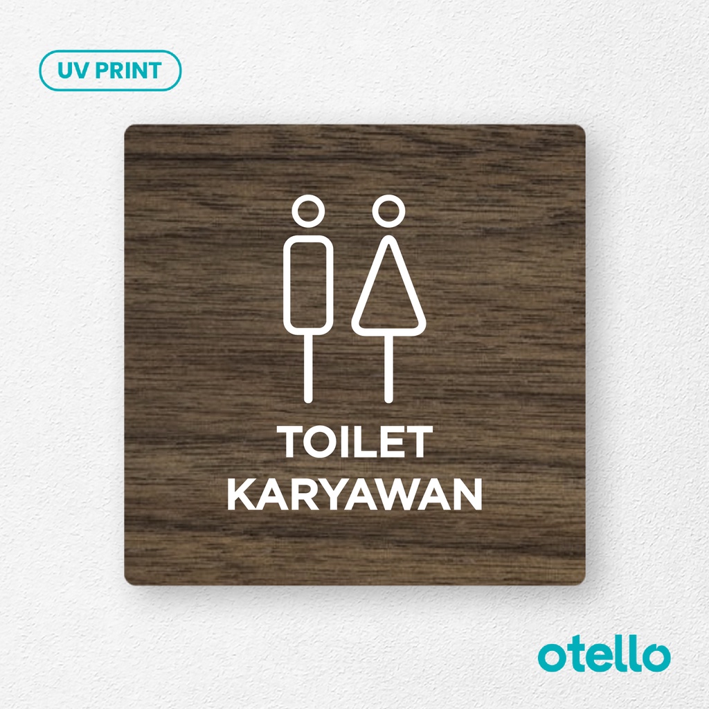 Otello Signage Toilet Karyawan WC Staff Pria Wanita Sign Board Kayu Wooden Label Ruangan Tag