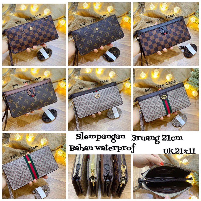 Dompet pouch 3ruang wanita pria import premium