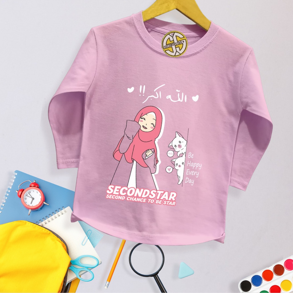 (S-M) Secondstar Kaos Tangan Panjang Anak Laki laki Perempuan Umur 1-4 Tahun Bahan Cotton -AMR153