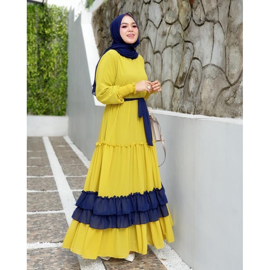 Rayola Basic Dress - Baju Gamis Jersey Muslim Polos Wanita Dewasa Cantik Murah Terbaru Kekinian