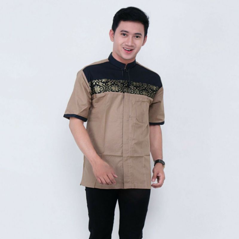 BAJU KOKO MUSLIM PRIA DEWASA LENGAN PENDEK KEMKO KURTA PUTIH HADROH TAKWA