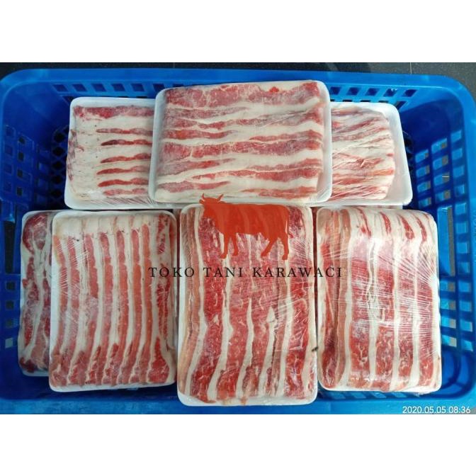 

MAKANAN BEKU / USA BEEF SLICE / SHORTPLATE US / DAGING SAPI SLICE TIPIS @1KG NON COD
