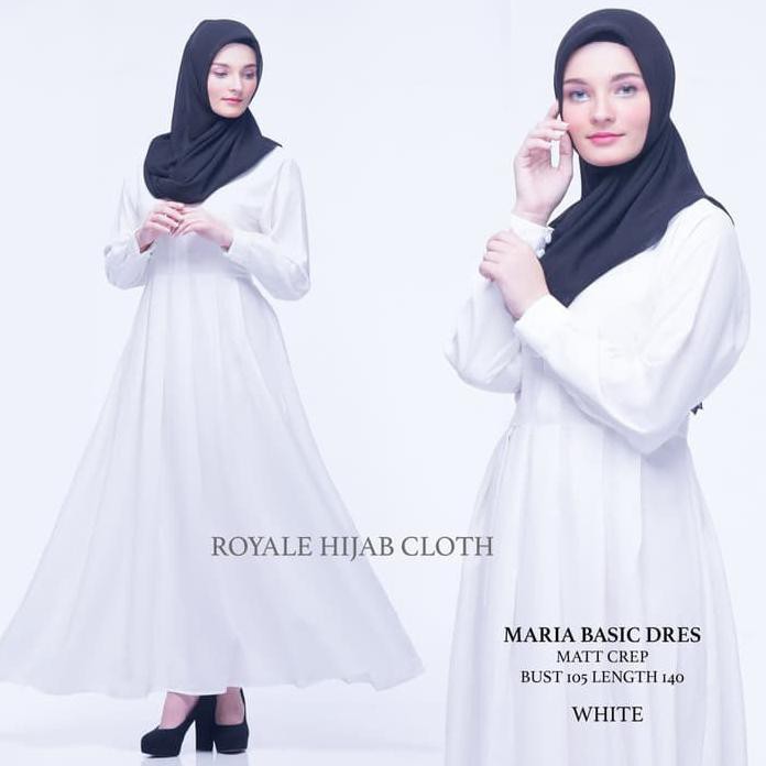 TERLARIS MARIA BASIC DRES GAMIS MAXY POLOS BAHAN CREPE PUTIH BUSUI SIMPLE TERMURAH