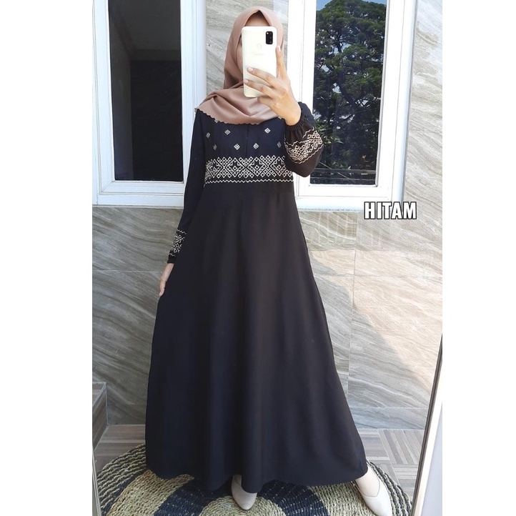 GAMIS ITY CREPE BORDIR DRESS BROKAT TERBARU