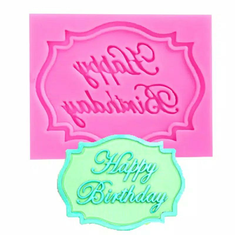 cetakan silikon happy birthday fondant cutter alas adonan clay resin rolling spuit mawar loyang meja
