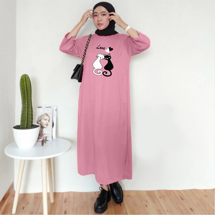 Baju Dress Oversize Tunik Premium MEOW 2 Oversized Dress Tshirt polos