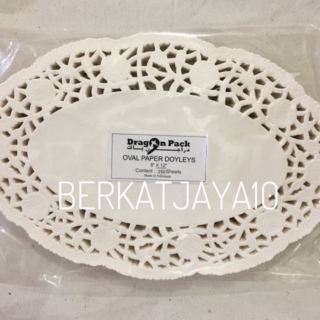 Paper Doilies OVAL PUTIH 8&quot;x12&quot; (Isi 10 Pcs) Kertas Doyleys Alas Renda 20x30 cm