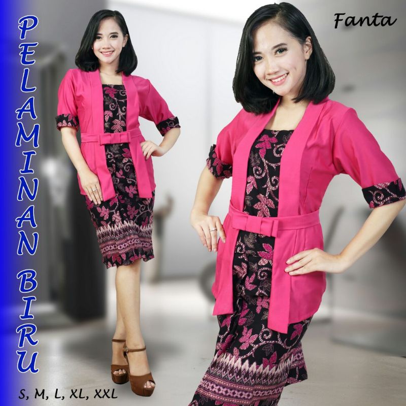 Setelan Kebaya Elnira Tangan pendek / Kebaya Pendek / Kebaya Kutubaru Floy