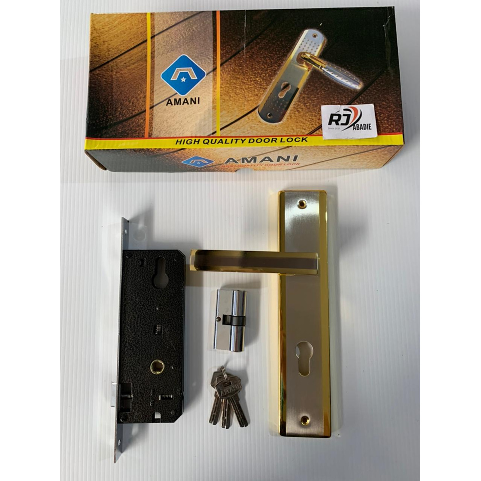 Handle Gagang Kunci Pintu Besar Amani SET Kotak Sn/Gp