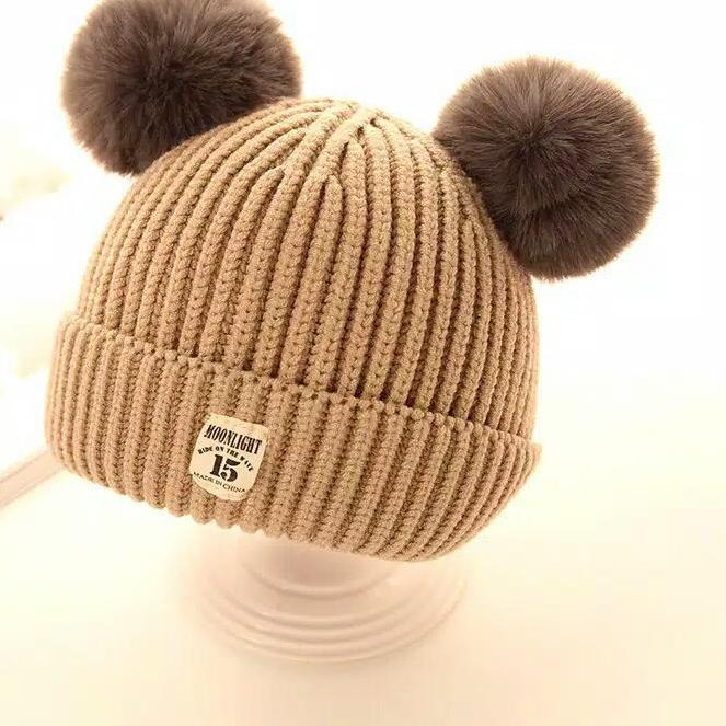Termurah Goblin♛ PB005 COD Topi Rajut Anak Bayi Motif Pompom Kupluk Wool Baby Hat Cowok Cewek Import