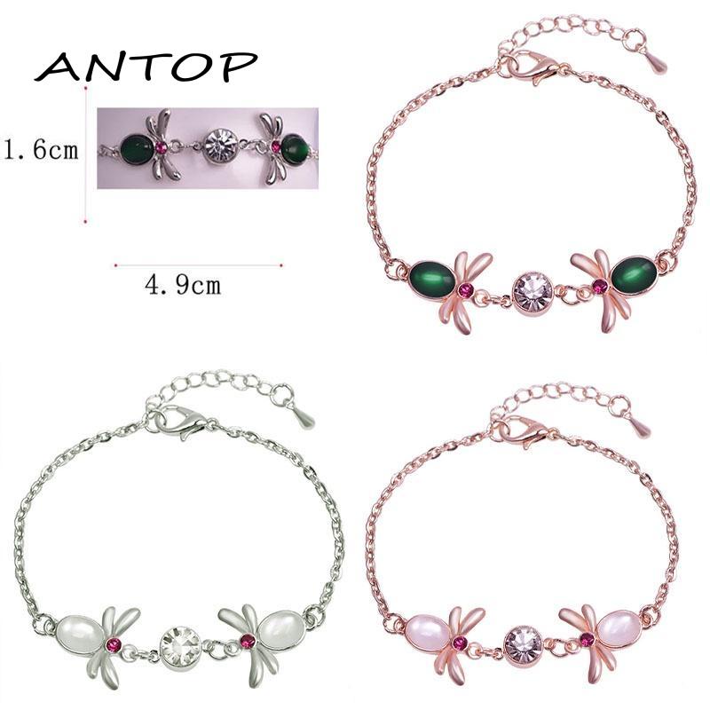 1 Pcs Korea Fashion Gelang Titanium Wanita Anti Karat Berlian Permata Hijau Bracelet ANTOP