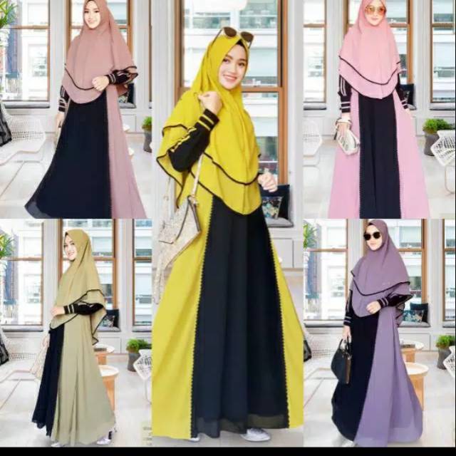 Gamis set khimar ceruti babydoll ori muzani