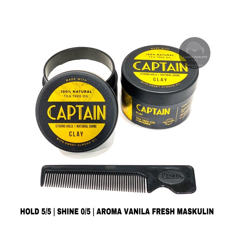 [BPOM] CAPTAIN CLAY POMADE WATERBASED STRONG HOLD 80 GR FREE SISIR SAKU