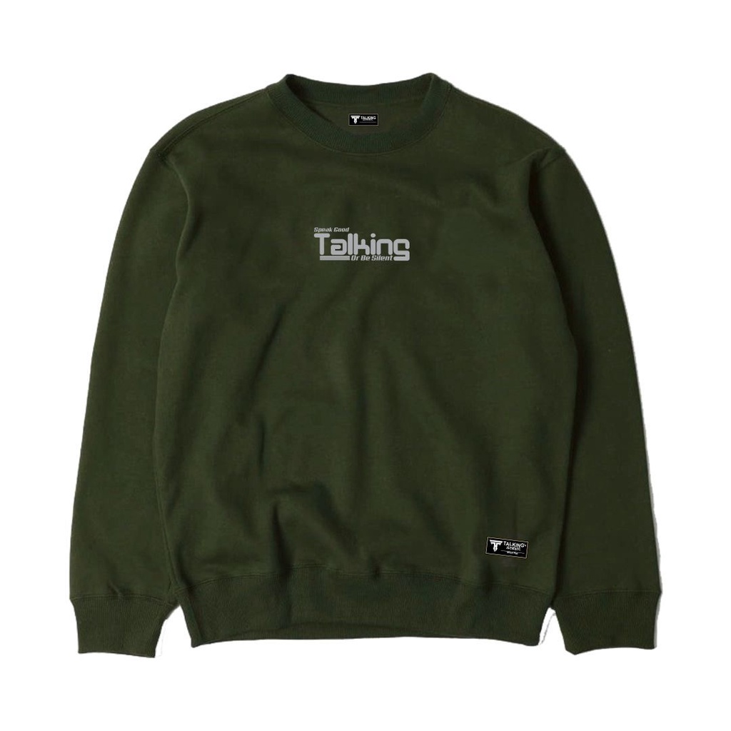 Talking Sweater Pria Crewneck Oversize Hijau Army