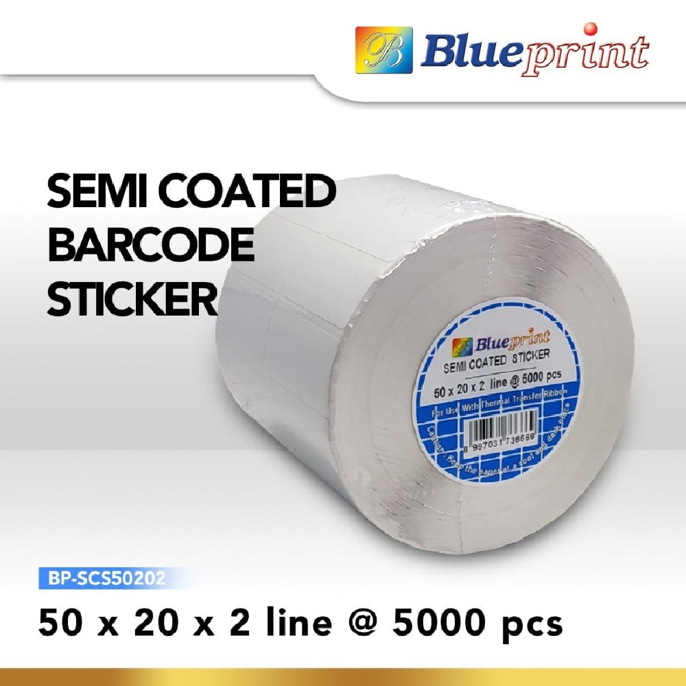 Sticker label Barcode 50 x 20 x 2 Line Baris Semi Coated Stiker Barcode Blueprint