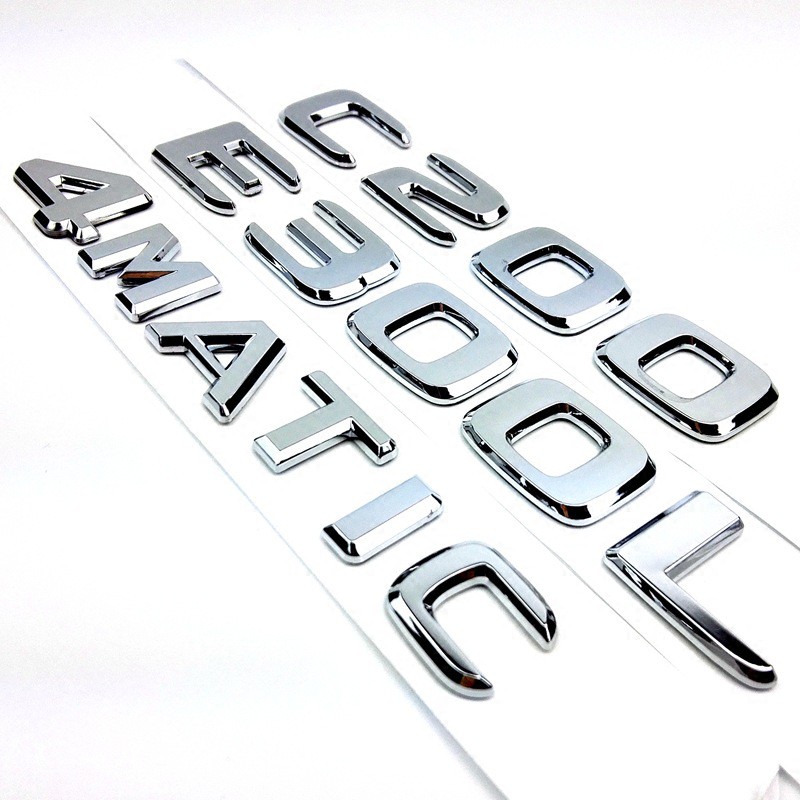 (U-9) Stiker Emblem / Badge 3d Diy Desain Alfabet Warna Silver Metalik Untuk Mobil