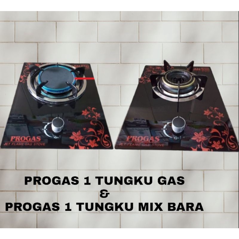 KOMPOR GAS KACA 1 TUNGKU PROGAS TEMPERED GLASS BISA TANAM &amp; TIDAK