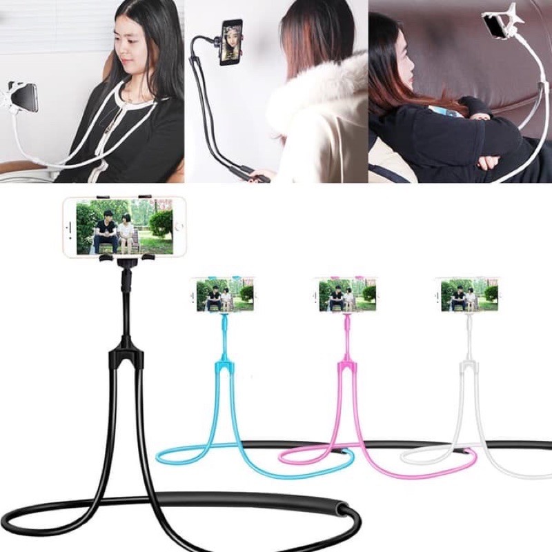 PREMIUM LAZYPOD LEHER DAN PINGGANG / LAZY POD / HOLDER HP LAZY HANGING NECK CELL STAND / HOLDER