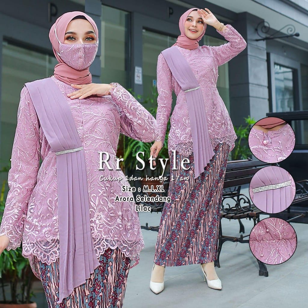 KEBAYA STELAN AORORA SELENDANG - KEBAYA MODERN - KEBAYA WISUDA - KEBAYA PESTA - ATASAN KEBAYA MODERN - KEBAYA KEKINIAN - KEBAYA BRUKAT-BLUS WISUDA