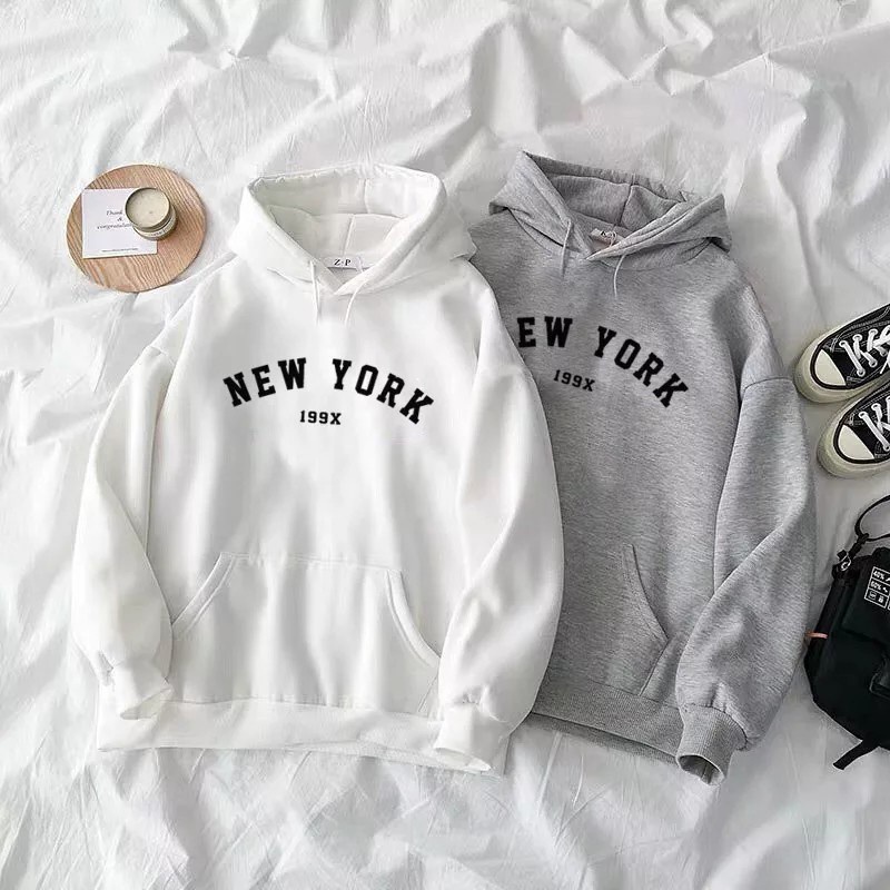 Parisdivarious Sweater Hoodie Jemper New York 199x Bahan Fleece Size S - XXL (Pria &amp; Wanita)