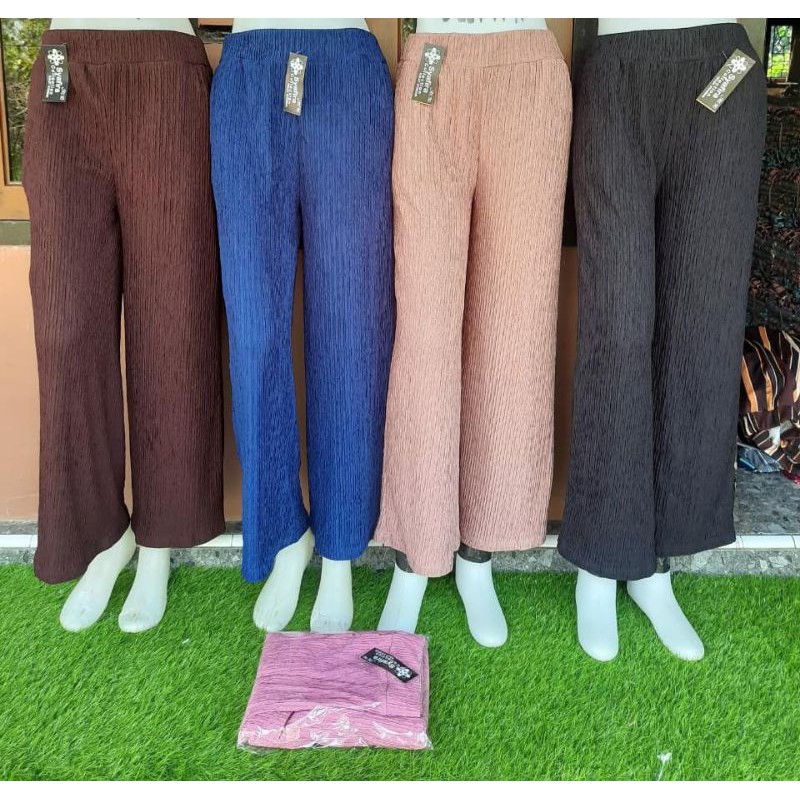 celana kulot panjang wanita bahan babat jumbo