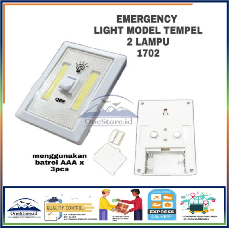Lampu Emergency 2 LED Tempel Model Skalar 1702 - 505 Lampu Darurat Serbaguna