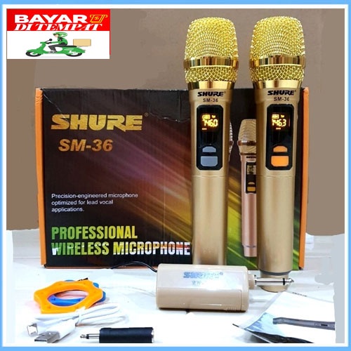 MIC TANPA KABEL Mic Wireless SHURE SM36 / SM 36 GOLD EDITION NEW TYPE KUALITAS MANTAP