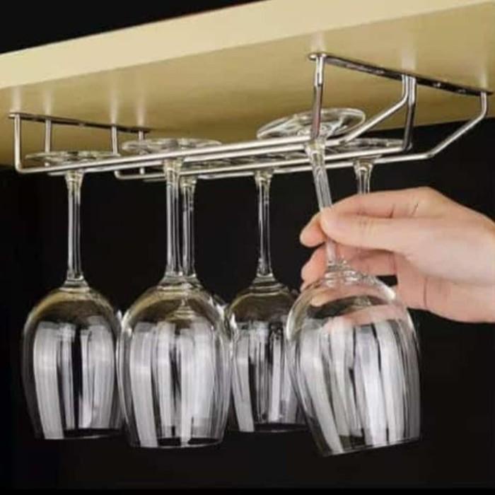 Rak Gelas / Rak Gantung / Gantungan Gelas / Gantungan Gelas 2 baris Stainless