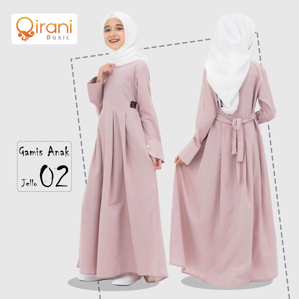 Gamis Anak Perempuan Qirani Basic Jello 02 Original Usia 4-10 Tahun