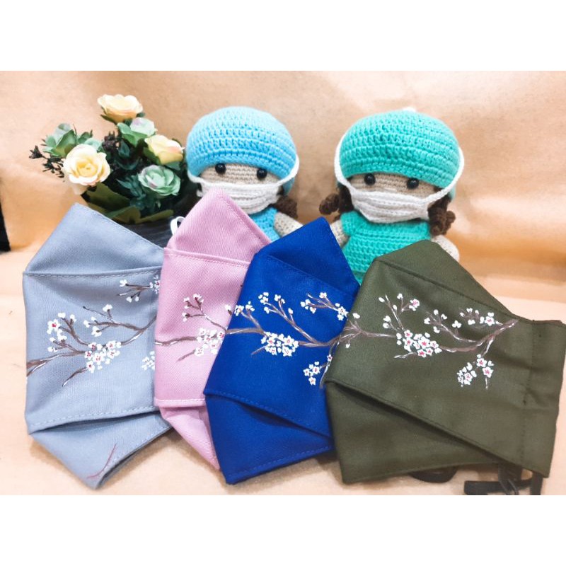 masker kain/masker lukis bunga