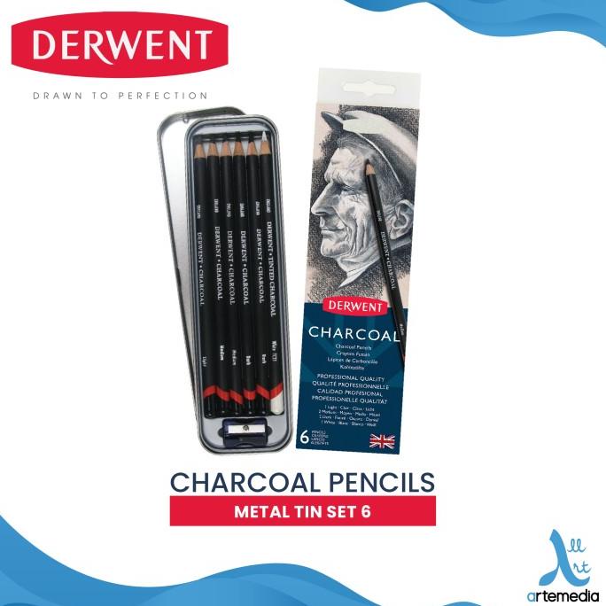 

(BISA COD) Pensil Arang Derwent Charcoal Pencil 6 Metal Tin Set EKSLUSIF Kode 1294
