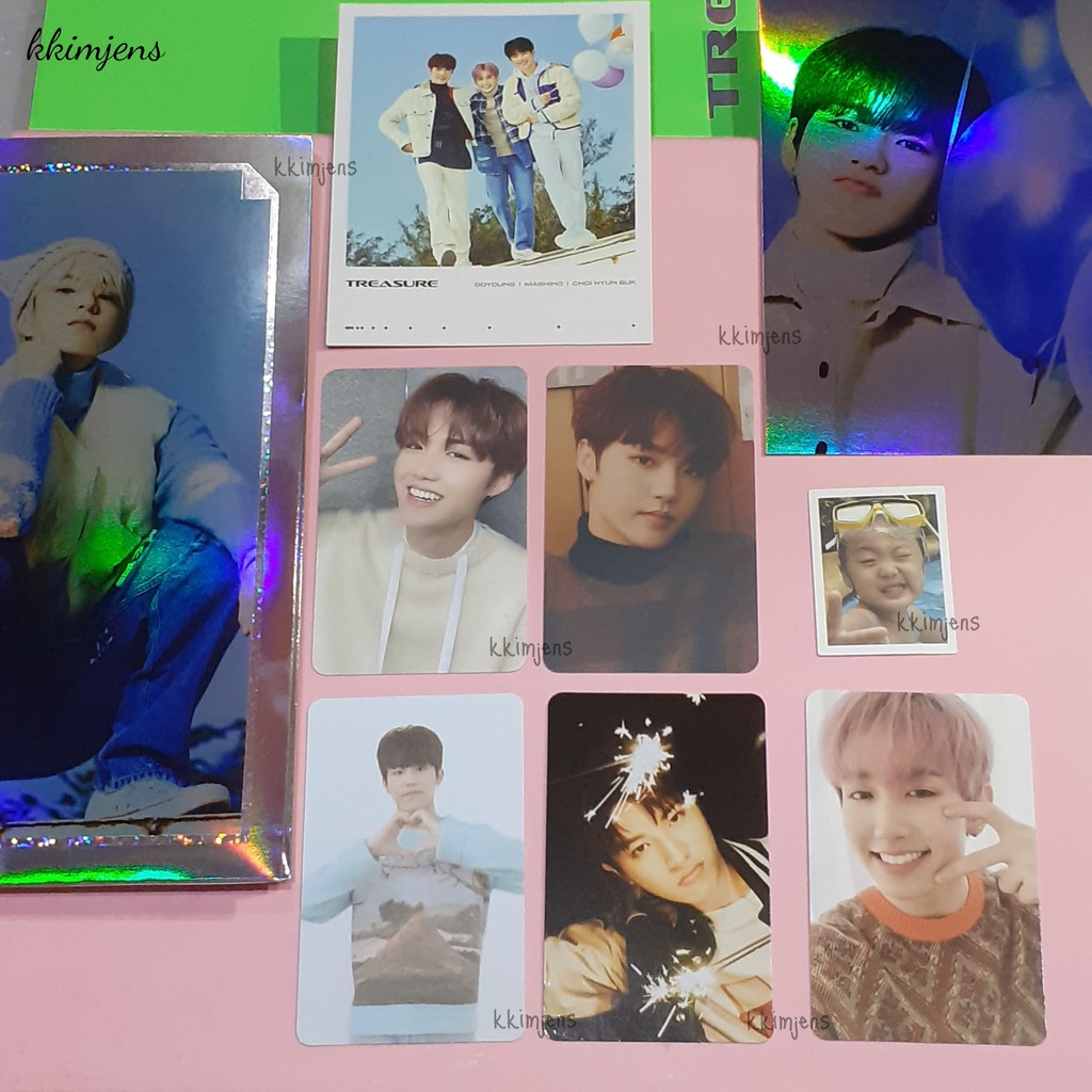 [ready] TREASURE album fa green selca photocard pc postcard doyoung mashiho jeongwoo hyunsuk jaehyuk