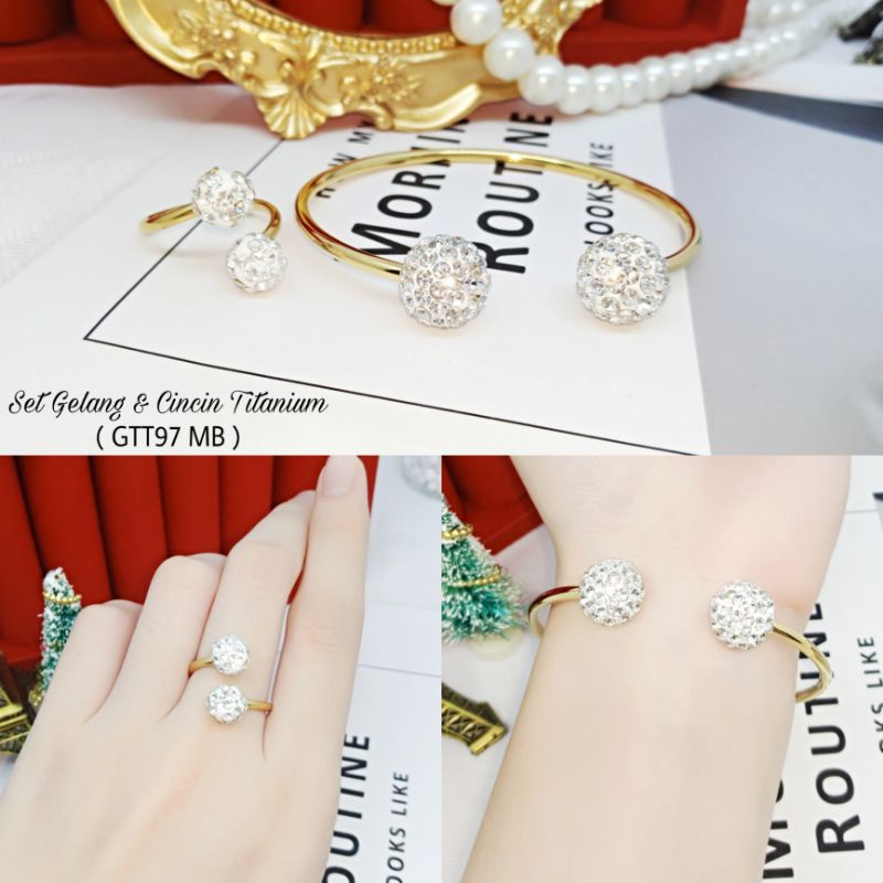 Gelang Titanium Set Cincin Mutiara GTT97 MB