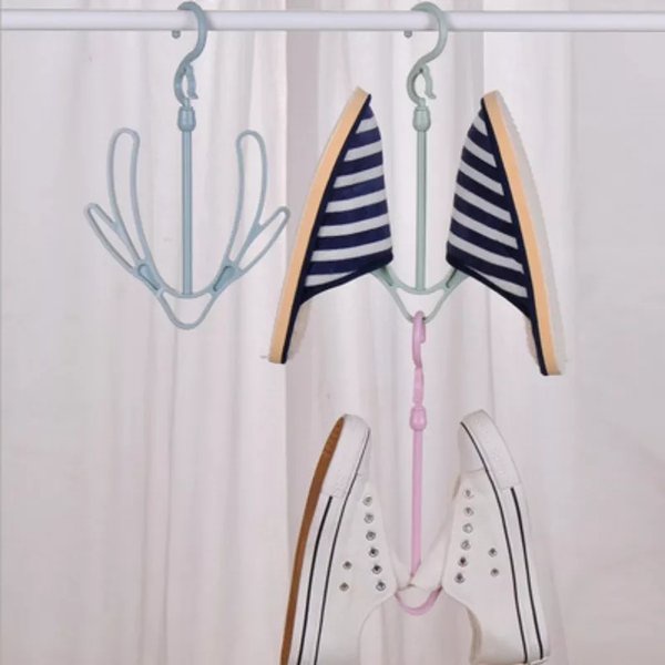 Rak Hanger Gantungan Kait Ganda Tempat Jemuran Sepatu Sandal Serbaguna