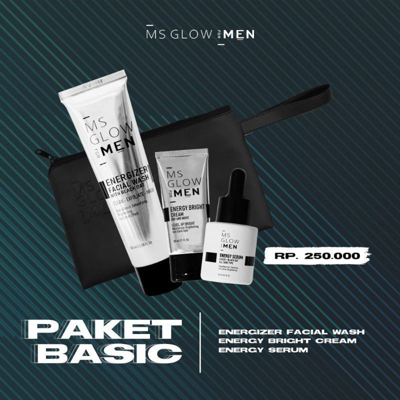 Paker Basic Ms Glow Men Whitening Acne Skincar Msglow