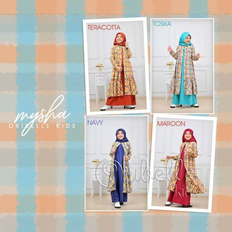 MYSHA BY ORIBELLE KID/ SETELAN ROK ANAK/ BAJU ANAK REMAJA/ BAJU MUSLIM ANAK/ SETELAN TUNIK ANAK