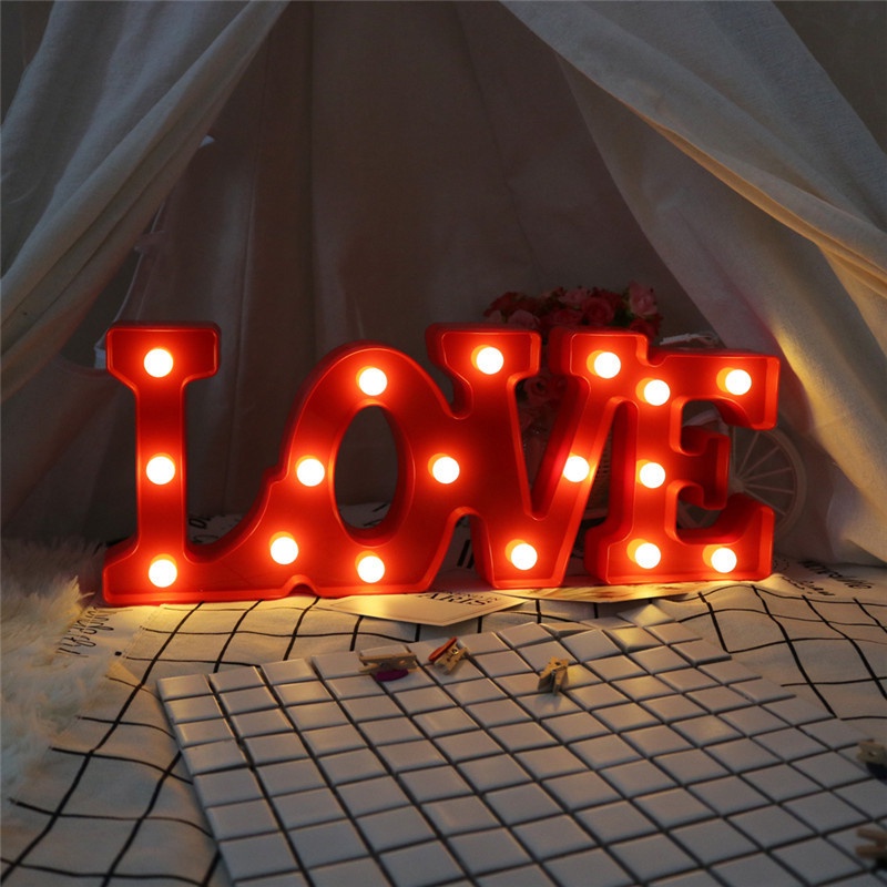 3d Lampu Neon LED Bentuk Cinta Lampu Malam Huruf Tanda Lampu Romantis Pernikahan Ulang Tahun Pesta Valentine Dekorasi Alat Peraga