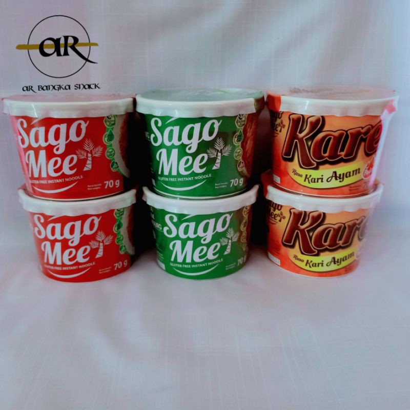 

Mie Bangka Sago mee 6 Cup (ayam bawang, mie goreng dan atau kari ayam)