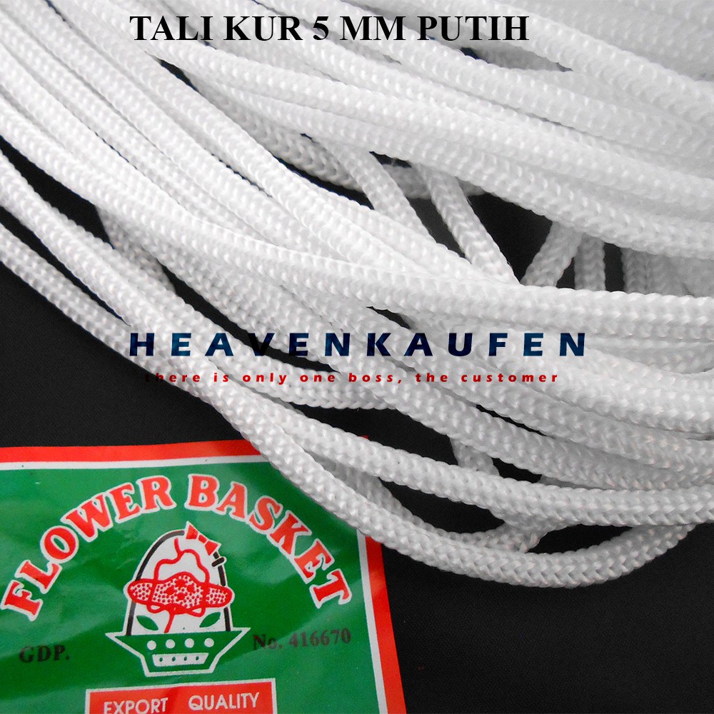 Tali Kur / Tali Filamen Besar / Tali Cord 5 mm Putih Meteran