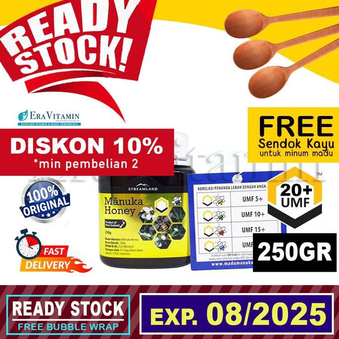 

JNT COD]] 250gr Streamland Madu Manuka UMF 20+ Honey Original New Zealand ASLI PROMO SPECIAL Kode