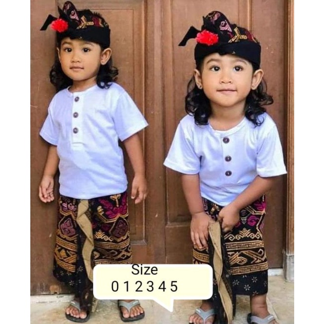 Kaos Putra Bali Anak Size 0 1 2 3 4 5 Warna Putih